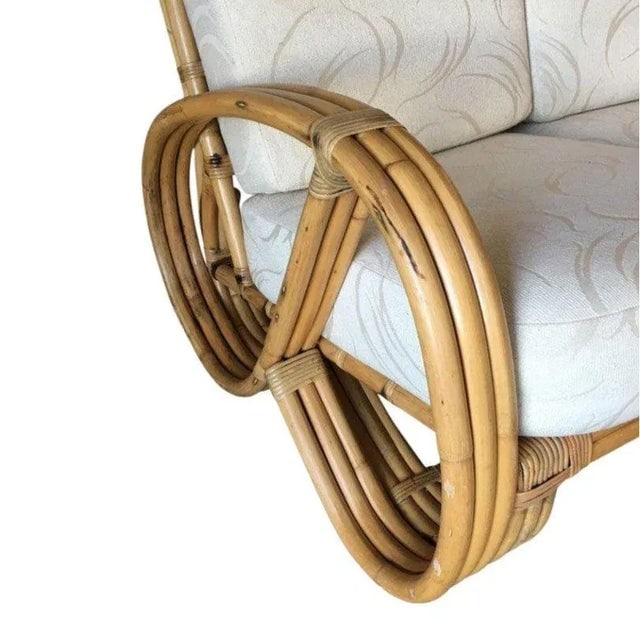 Restored 3 Strand 3/4 Round Pretzel 4 Seat Sectional Sofa - 6