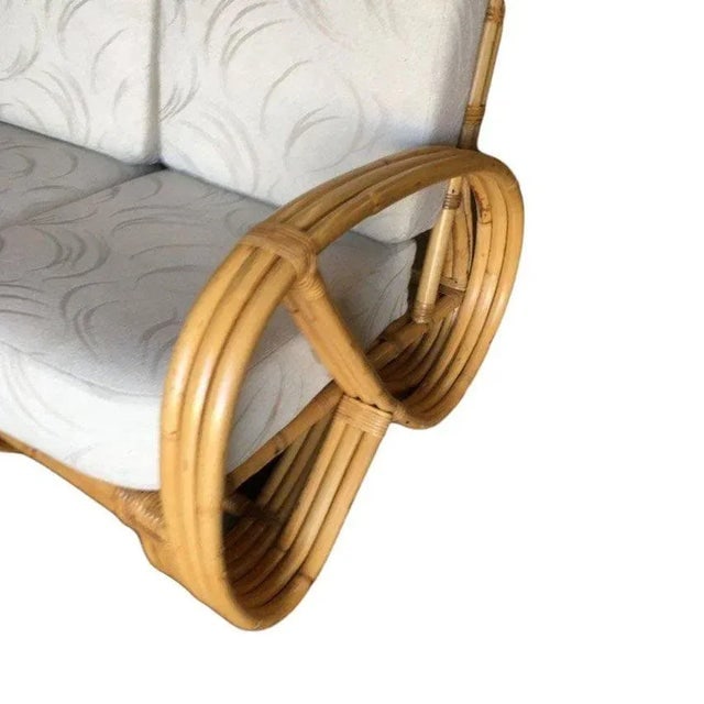 Restored 3 Strand 3/4 Round Pretzel 4 Seat Sectional Sofa - 8