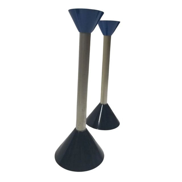 Pair of Vintage Mid Century Memphis Age Postmodern Candlestick Holder - 2