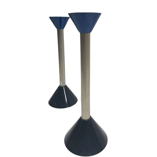 Pair of Vintage Mid Century Memphis Age Postmodern Candlestick Holder - 3