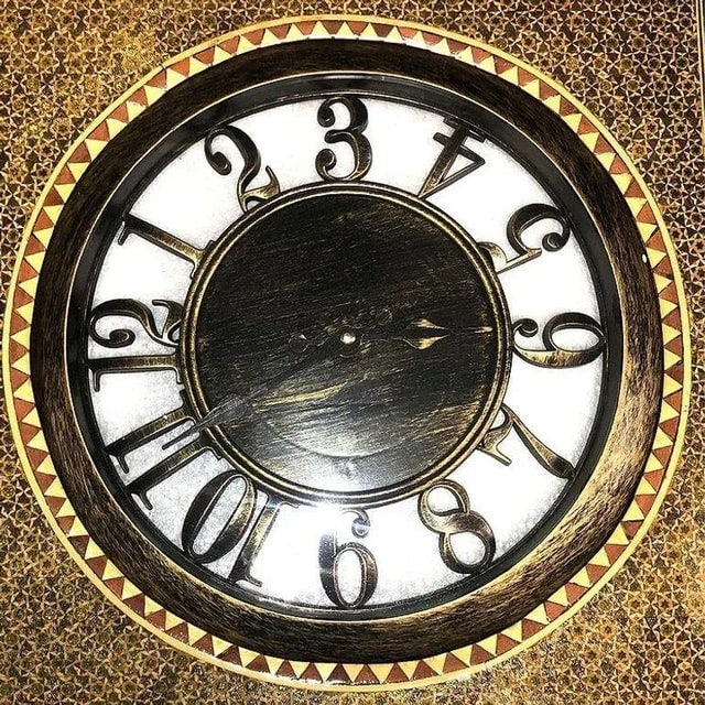 1970s Persian Khatam Kari Marquetry Inlaid Mosaic Square Wood Wall Clock - 4