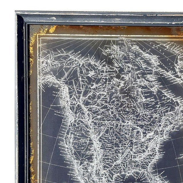 19th Century Monochrome Cartographic Map of North America, Framed - 3