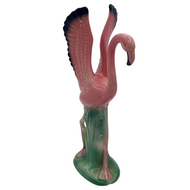 Mid 20th Century Ceramic Mid Flight Pink Flamingo Tabletop Statue Set by Leftons - 2
