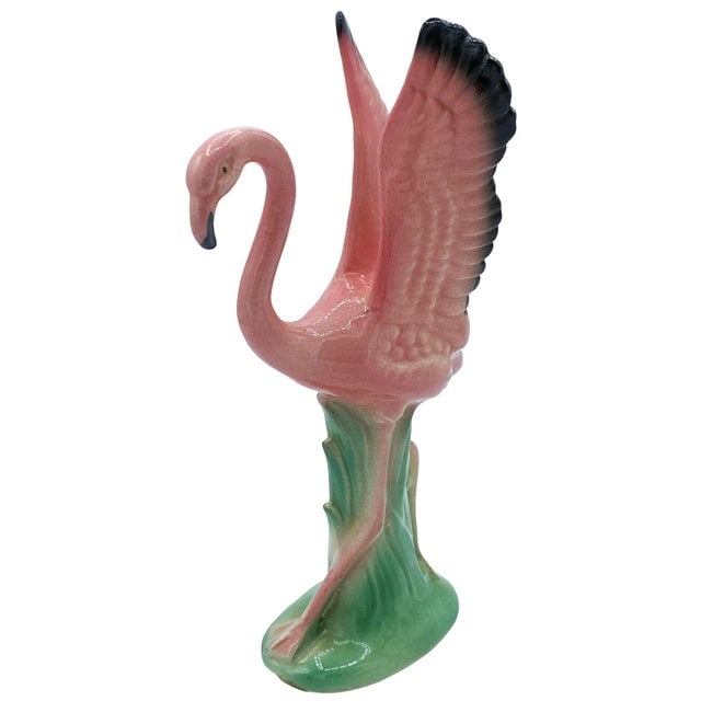 Mid 20th Century Ceramic Mid Flight Pink Flamingo Tabletop Statue Set by Leftons - 3