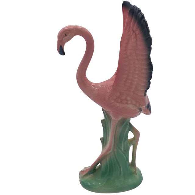 Mid 20th Century Ceramic Mid Flight Pink Flamingo Tabletop Statue Set by Leftons - 4