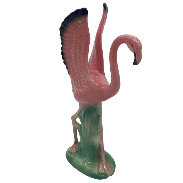 Mid 20th Century Ceramic Mid Flight Pink Flamingo Tabletop Statue Set by Leftons - 7