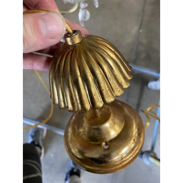 Hollywood Regency Crystal and Brass Three Lights Chandelier - 7