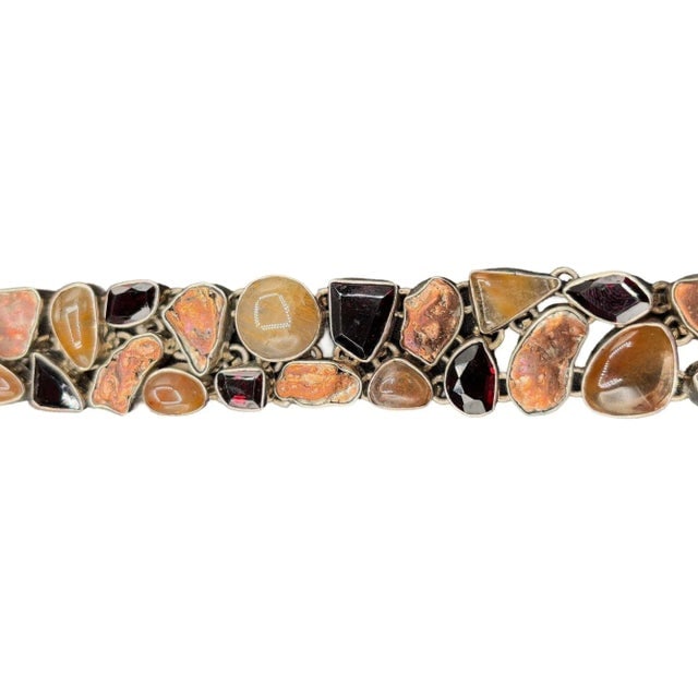 Garnet Cluster 925 Sterling Silver Fashion Jewelry 8" Inch Bracelet - 2