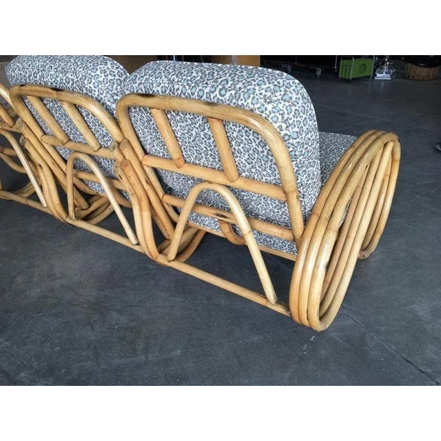 1950s Restored 3/4 3 Strand Round Pretzel Rattan Sectional Sofa - 2
