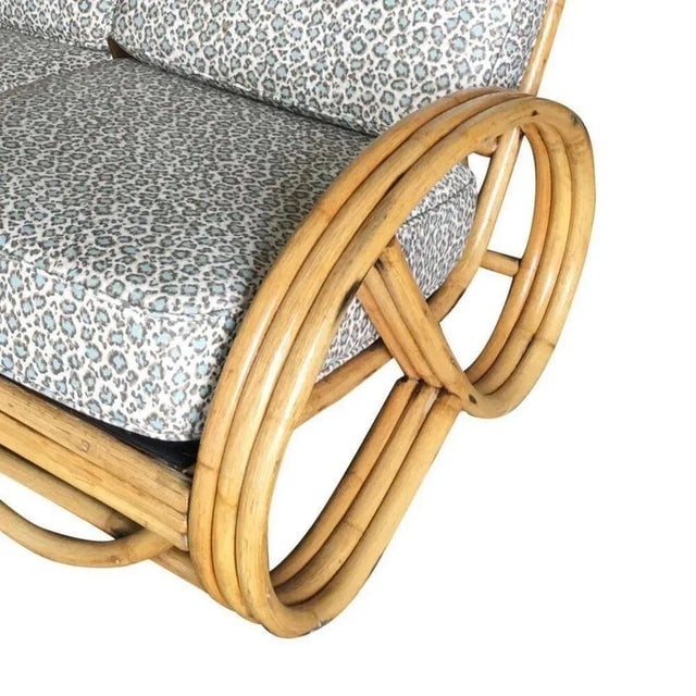 1950s Restored 3/4 3 Strand Round Pretzel Rattan Sectional Sofa - 5
