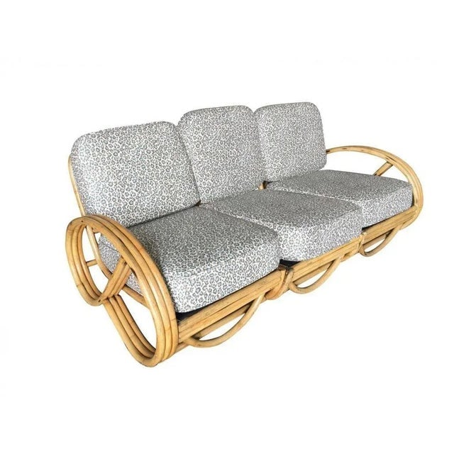 1950s Restored 3/4 3 Strand Round Pretzel Rattan Sectional Sofa - 6