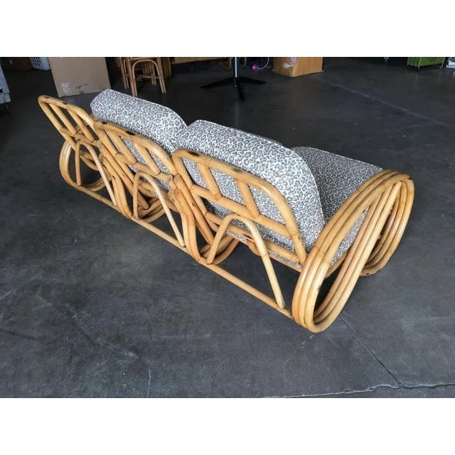 1950s Restored 3/4 3 Strand Round Pretzel Rattan Sectional Sofa - 7