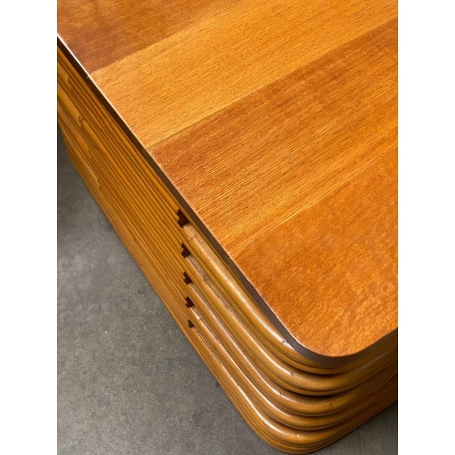 1940s Restored Tall Stacked Rattan Coffee Table With Mahogany Top - 7