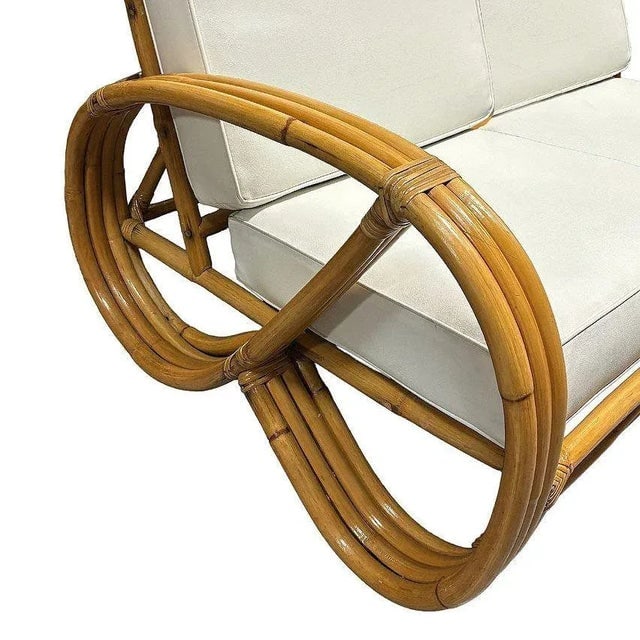 Restored Mid-Century Rattan 3-Strand 3/4 Reverse Pretzel Sectional Settee Sofa - 2