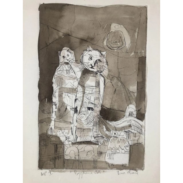 Byzantine Cats Abstract Pen and Ink on Paper Signed by Don D. - 2