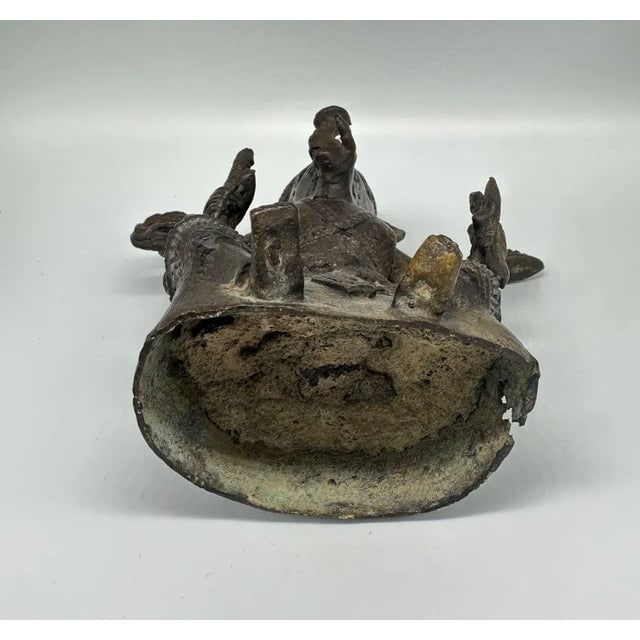 Antique Bronze Ganesha Seated Meditation Four Hands Hindu Ganapati Sculpture - 7