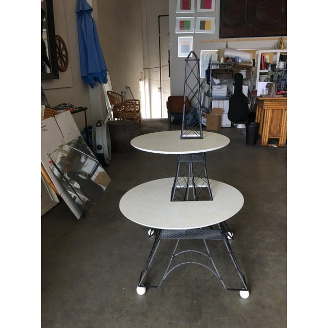 4' Foot Tall Mid Century Two-Tier Eiffel Tower Brass Sculptural Cocktail Table - 2