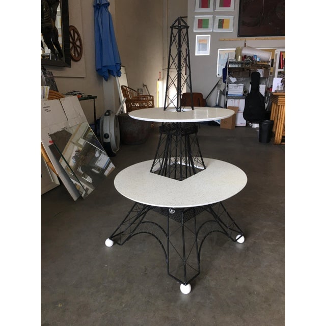 4' Foot Tall Mid Century Two-Tier Eiffel Tower Brass Sculptural Cocktail Table - 3