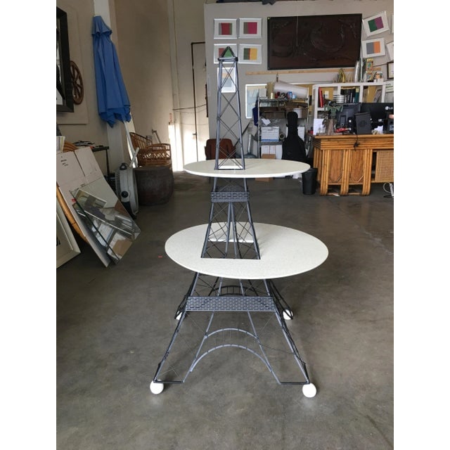 4' Foot Tall Mid Century Two-Tier Eiffel Tower Brass Sculptural Cocktail Table - 4