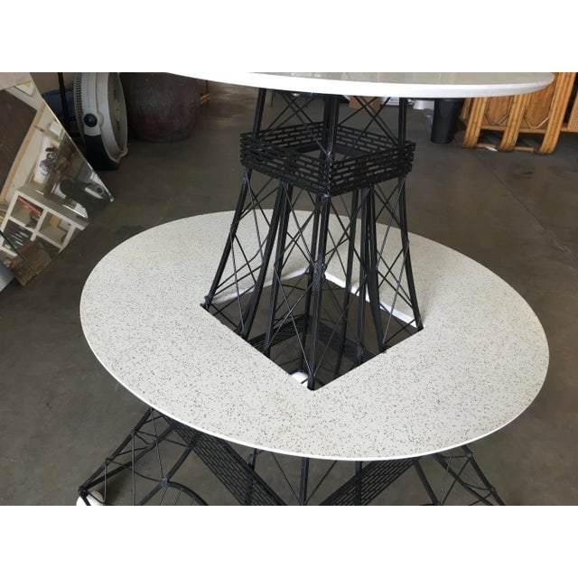 4' Foot Tall Mid Century Two-Tier Eiffel Tower Brass Sculptural Cocktail Table - 7