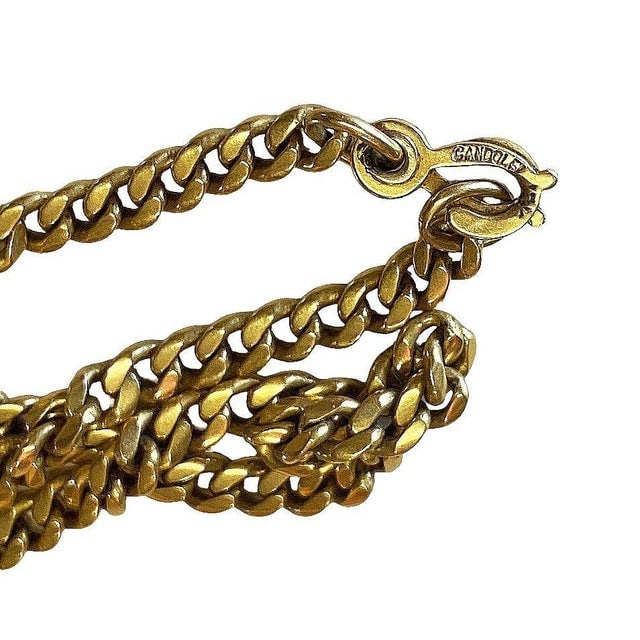 1970s 18k Gold Plate Pendant Fairchild Serpent Pencil W/ Curb Link Chain Necklace - 6