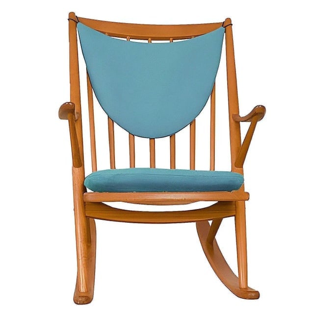 1950s Danish Modern Teak Rocking Chair w/ Leather Seat by Frank Reenskaug - 2