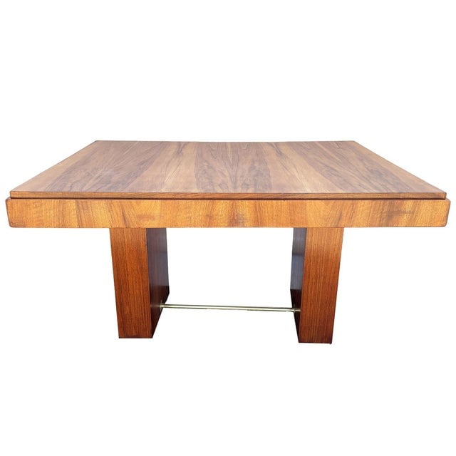 1940s Art Deco Geometric Walnut Dining Table Desk Inspired by Charles Dudouyt - 2