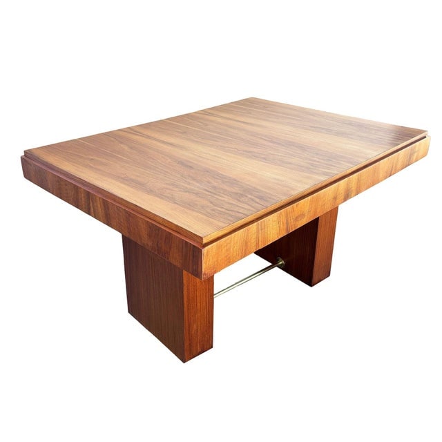 1940s Art Deco Geometric Walnut Dining Table Desk Inspired by Charles Dudouyt - 3