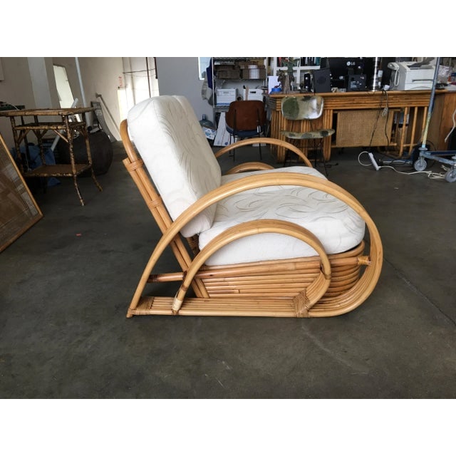 Restored "Double Tear Drop Arm" Rattan Sofa Sectional Settee W/ Stacked Base - 4