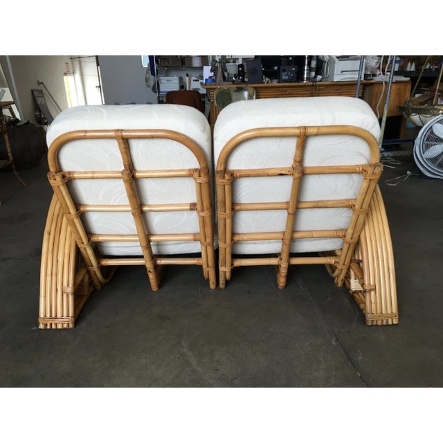 Restored "Double Tear Drop Arm" Rattan Sofa Sectional Settee W/ Stacked Base - 7