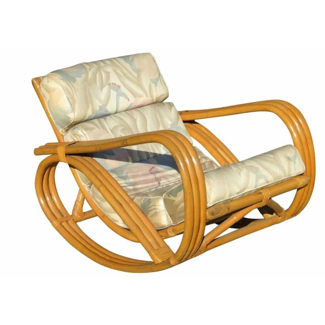Restored Vintage Pretzel Arm Rattan Rocking Chair and Ottoman - 2 Pieces - 2