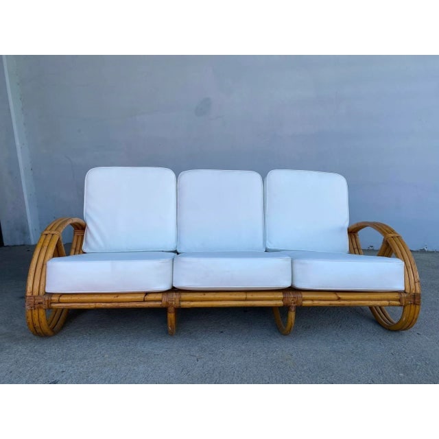 1950s Restored 3/4 Round Pretzel Three-Seat Sofa With Open Base - 2