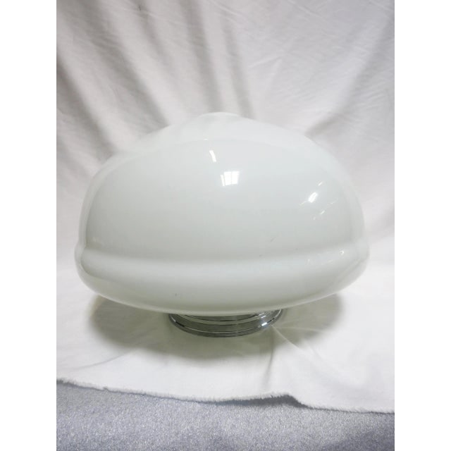Large Schoolhouse Banded Oval Shape Ceiling Glass Globe Pendant - 2