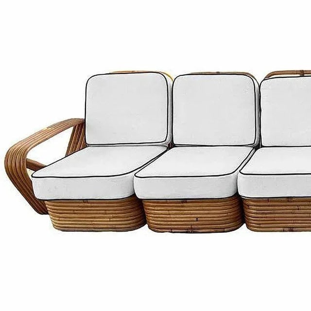 Restored Paul T Frankl Style Rattan 5-Strand Square Pretzel 5-Seat Sectional Sofa - 7