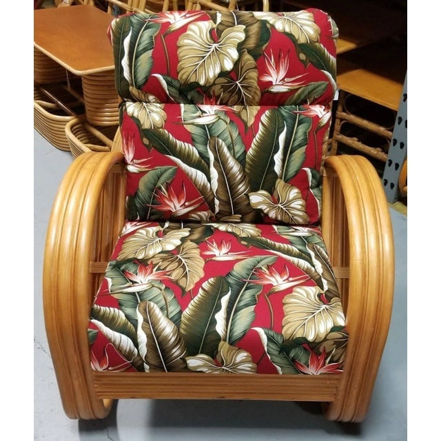 Rattan Mid-Century 3-Strand Pretzel Lounge Chair and Ottoman - 4