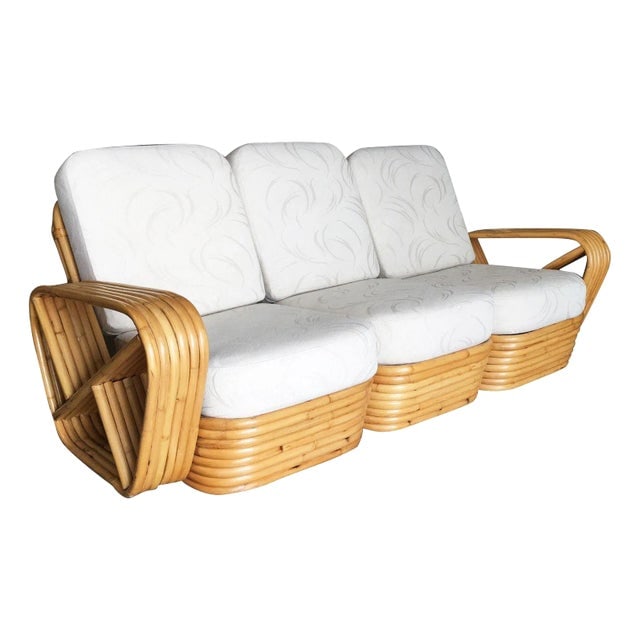 Restored 1930s Paul Frankl Style Six-Strand Square Pretzel Sectional Sofa: Title: Restored 1930s Paul Frankl Style Six-Strand Square Pretzel Sectional Sofa Description: This beautifully restored rattan blending style vintage charm with modern comfort. Six-strand square