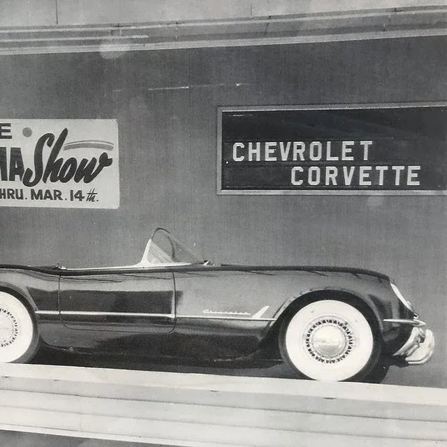 Mid-Century Gm Chevrolet Corvette Black & White Lithograph Print in Frame - 3