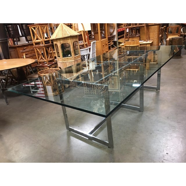 1970s Milo Baughman Chome and Glass 8 Person Dining Table - 4