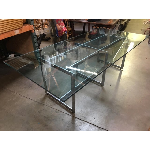 1970s Milo Baughman Chome and Glass 8 Person Dining Table - 7