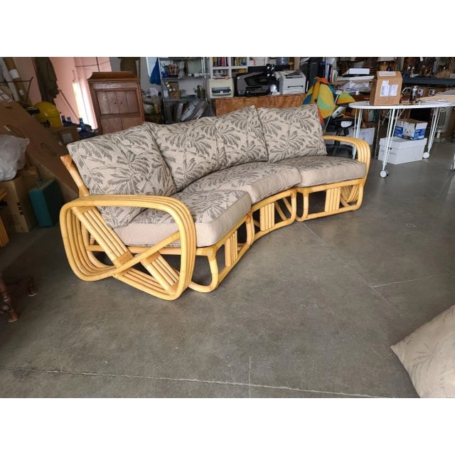 Impeccably Restored Paul Frankl Four Strand Rattan Four-Seat Corner Sectional Sofa - 2