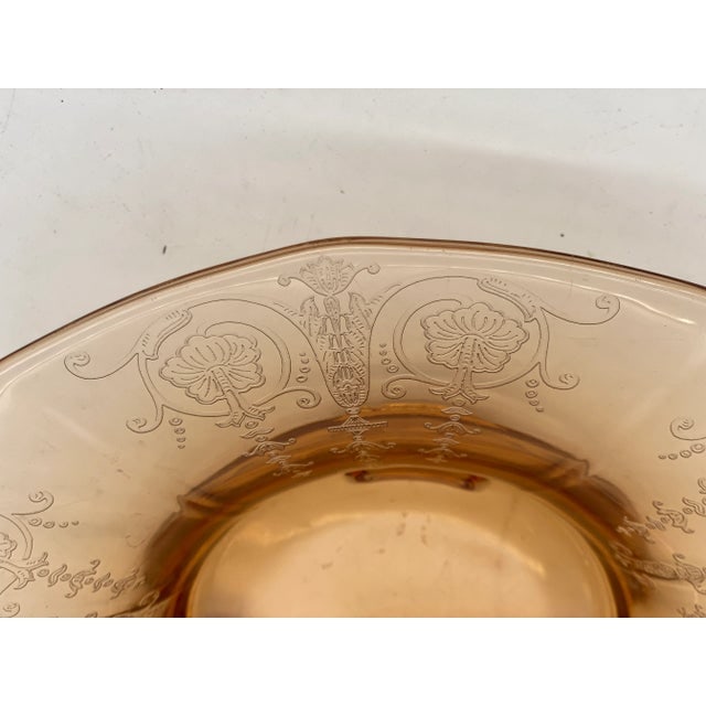 Vintage Bohemian Peach Intaglio Glass Fruit Bowl, Circa 1930 - 2