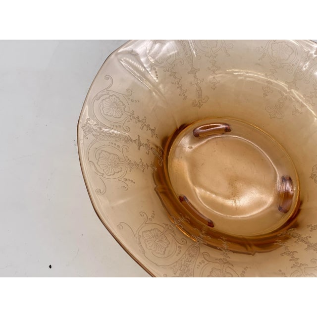 Vintage Bohemian Peach Intaglio Glass Fruit Bowl, Circa 1930 - 7
