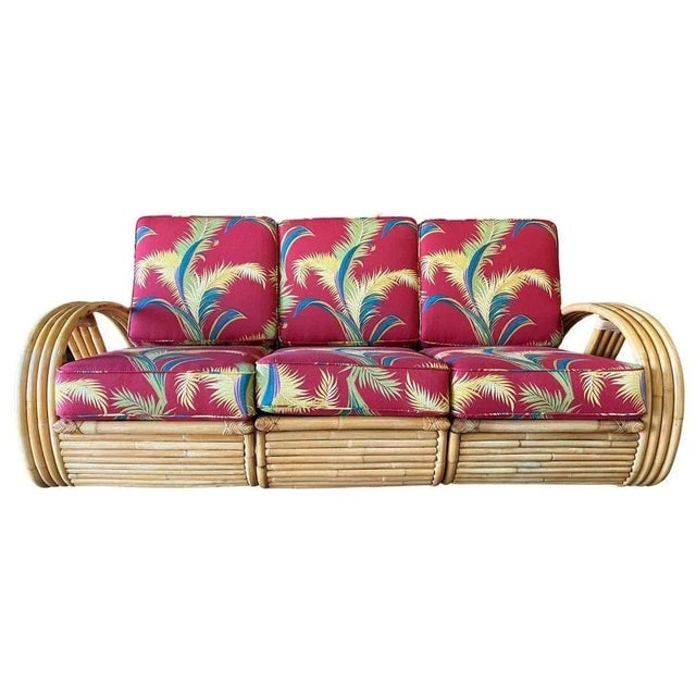 1940s Restored Mid-Century Rattan 4-Strand 3/4 Pretzel Sofa & Chair Living Room Set- 2 Pieces - 3