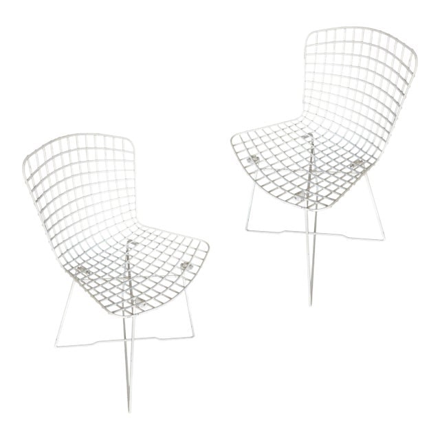 White Bertoia Steel Wire Side Chair by Knoll, Pair (1 of 11)