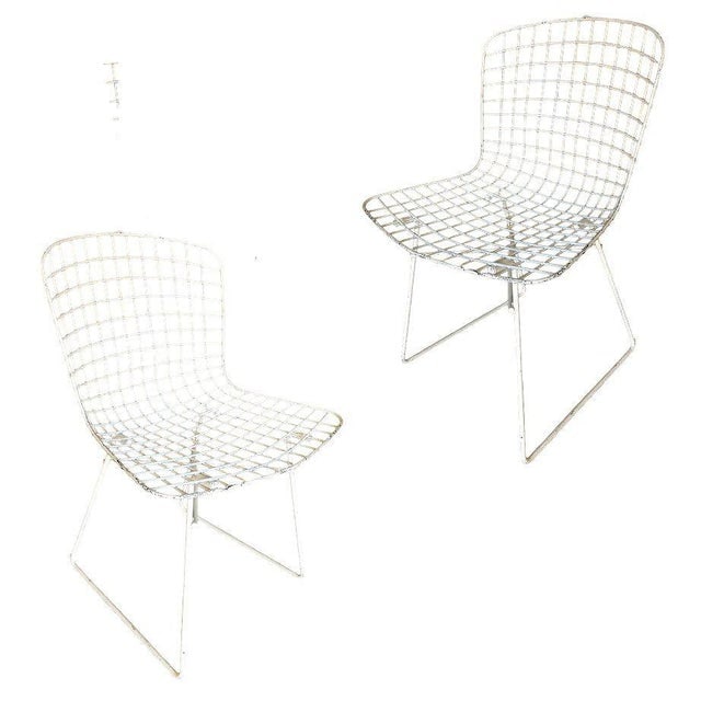 White Bertoia Steel Wire Side Chair by Knoll, Pair - 2