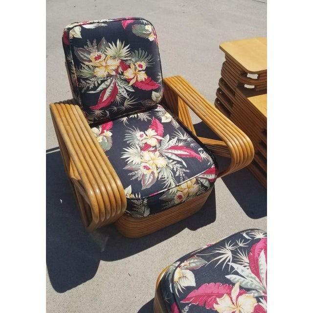 Restored Rattan 6 Strand Square Pretzel Lounge Chair Living Room Set - 3 Pieces - 2