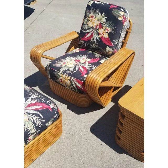 Restored Rattan 6 Strand Square Pretzel Lounge Chair Living Room Set - 3 Pieces - 5