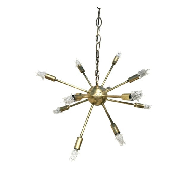 Mid-Century Brass Sputnik Chandelier With Starburst Bulbs - 5