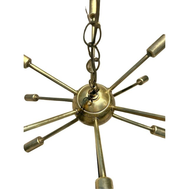 Mid-Century Brass Sputnik Chandelier With Starburst Bulbs - 6