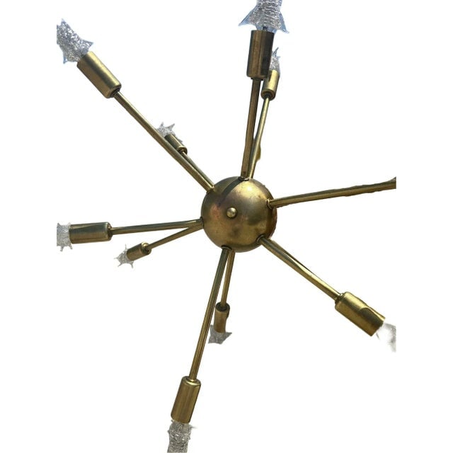 Mid-Century Brass Sputnik Chandelier With Starburst Bulbs - 8